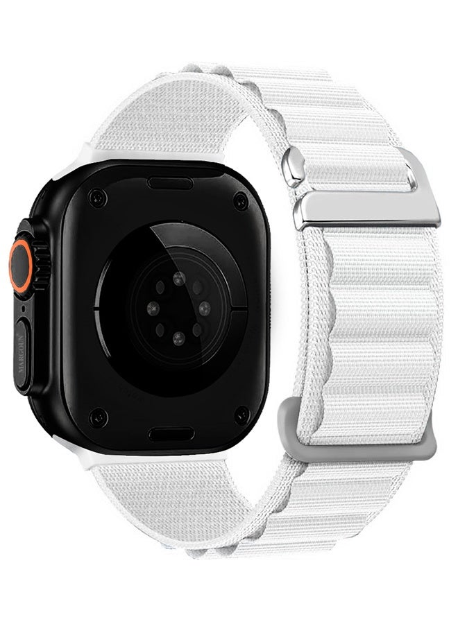 Replacement Band for Apple Watch Band 49mm 46mm 45mm 44mm - Alpine Loop Band for Women Men - Adjustable With Metal G-Hook - White - Image 1